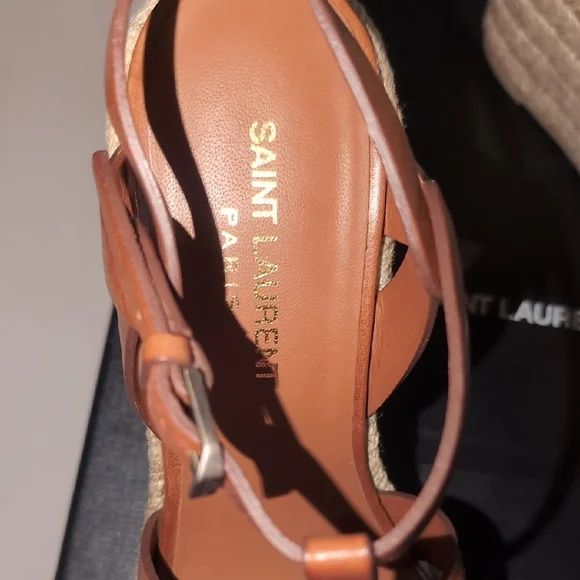 Saint Laurent Tribute Espadrille Wedge Sandals - Leather YSL - Picture 8 of 10